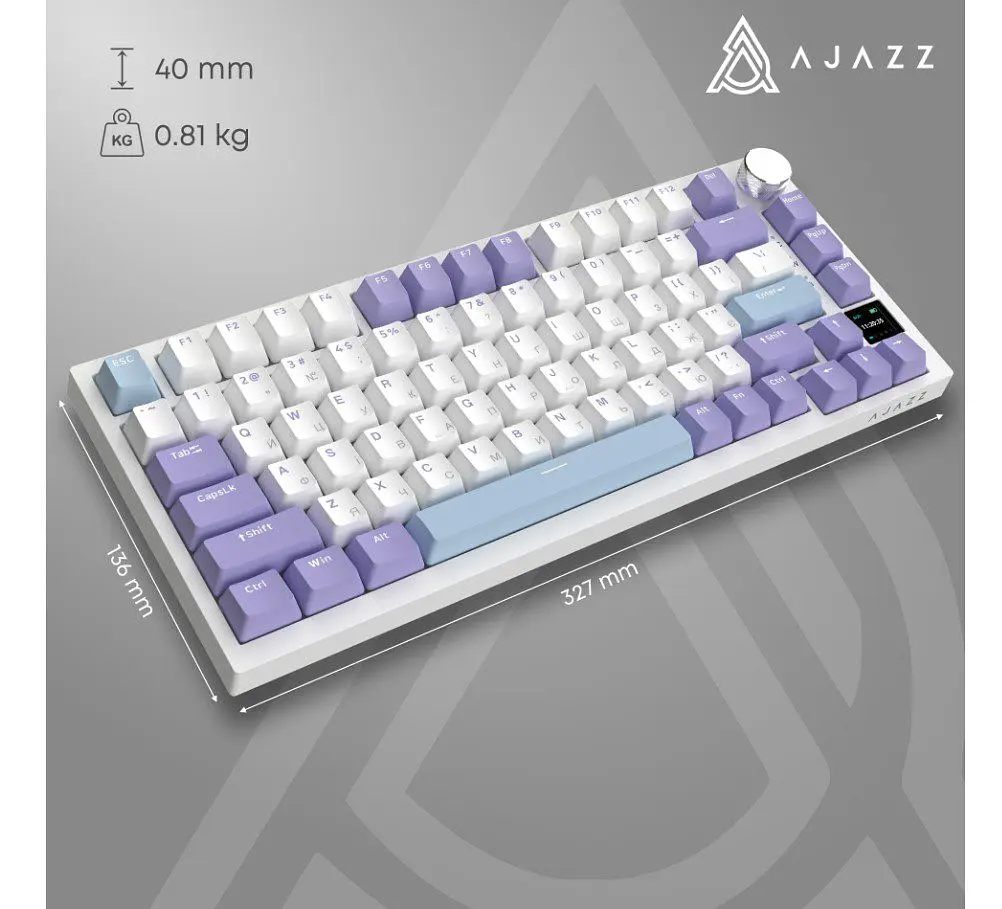 Клавіатура ігрова механічна бездротова Ajazz AK-820WP PRO White-Purple RGB Flying Fish Switch Hot-Swap - фото 16