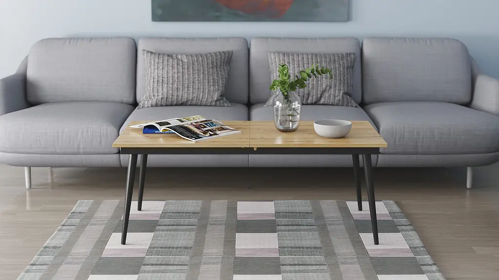 Стол журнальный трансформер Dandi Small Ferrum-decor 45x120(160)x60 Черный металл ДСП Дуб Артизан 16 мм (FRD-106792) - фото 10