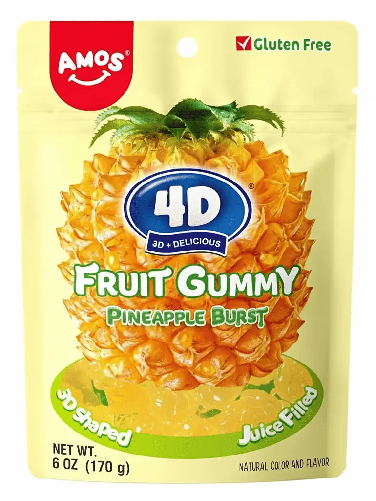 Желейні цукерки Amos 4D Fruit Gummy Pineapple Burst 170г