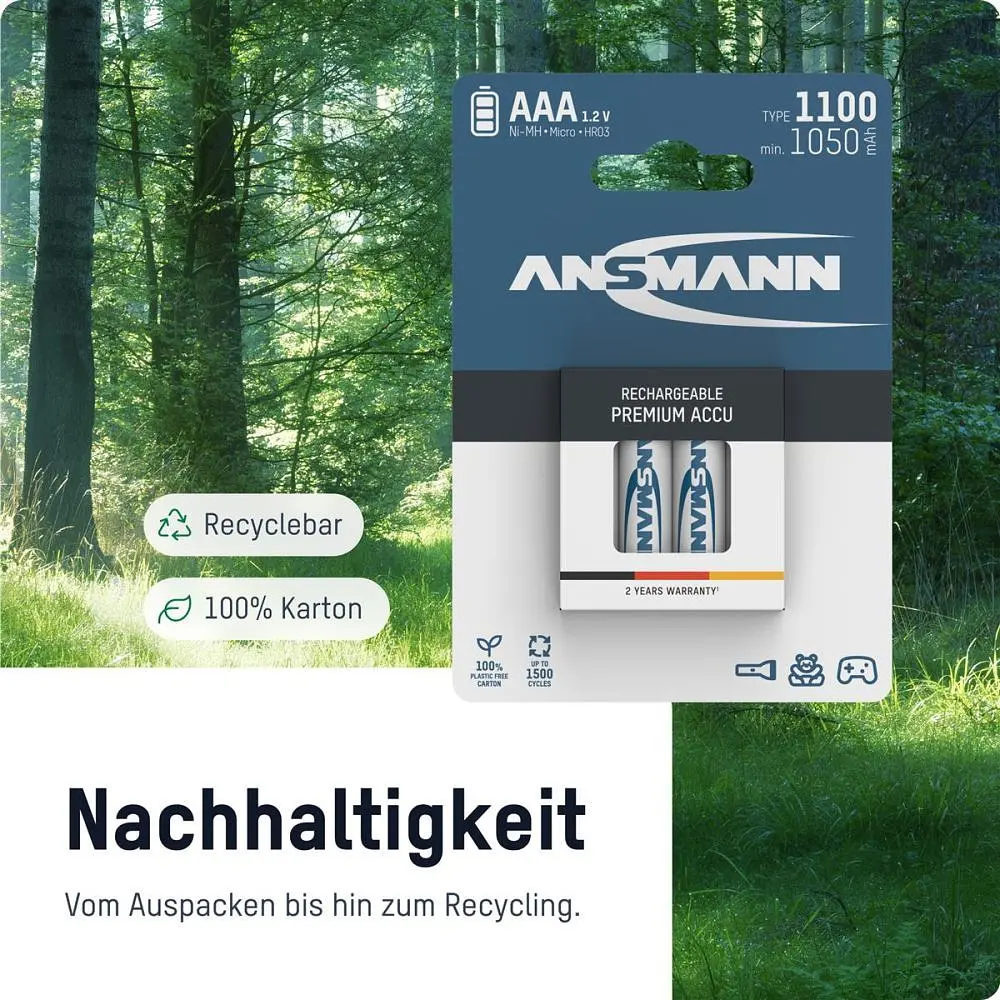 Аккумуляторы Ansmann AAA/HR03 NI-MH 1100 mAh BL 4 шт (5035232) - фото 7