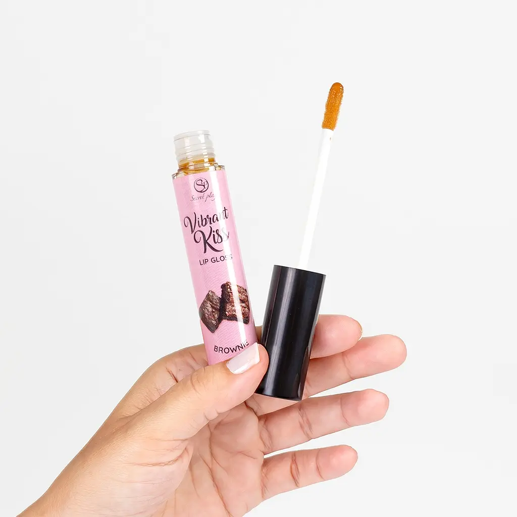 Блиск для губ з ефектом вібрації - Secret Play Brownie Lip Gloss Vibrant Kiss - фото 4