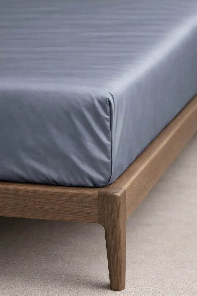 Простирадло на резинці Ecotton 160х200 см із сатину однотонне сірого кольору Natural Grey (24857)