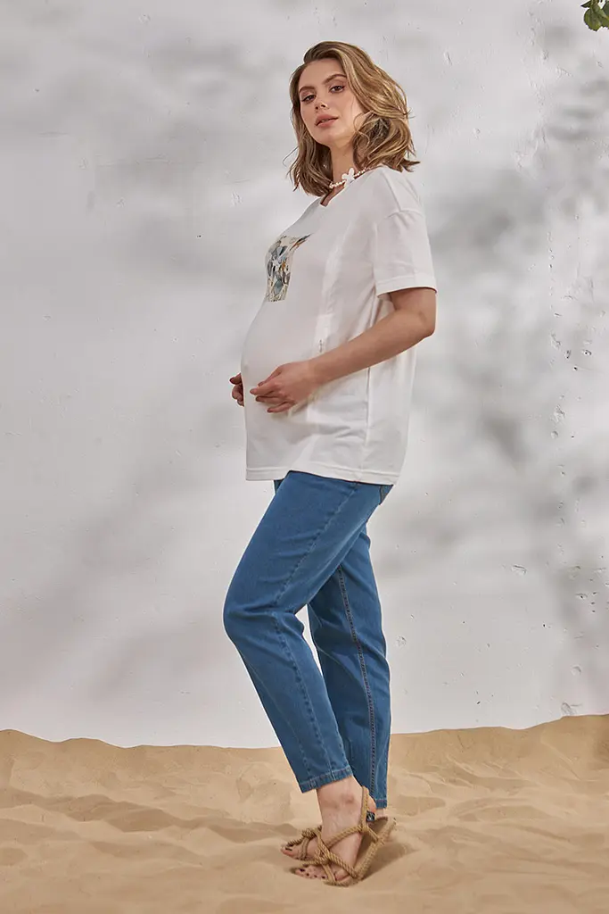 Вільні легкі джинси Mom для вагітних Sheldon denim 2XL Юла Мама Блакитний - фото 3