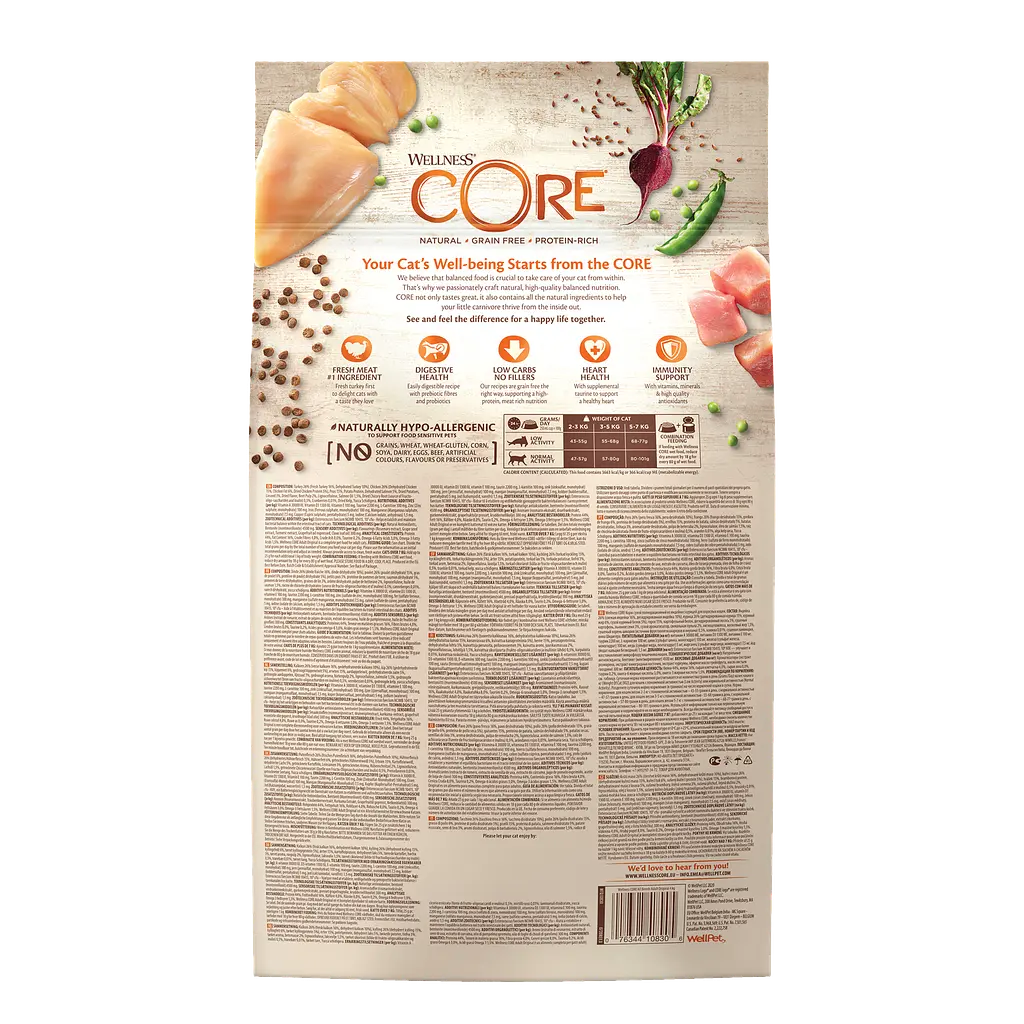 Сухий корм для дорослих котів Wellness CORE Adult Original з індичкою та куркою - фото 2