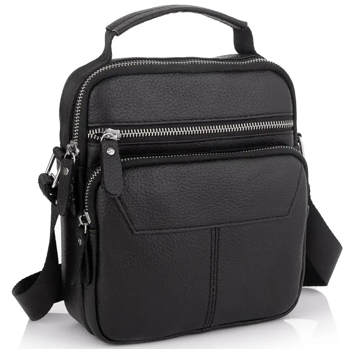 Чоловічий шкіряний месенджер 18x22x8, сумка планшет через плече Tiding Bag A25F-1519A чорний 180 - фото 2