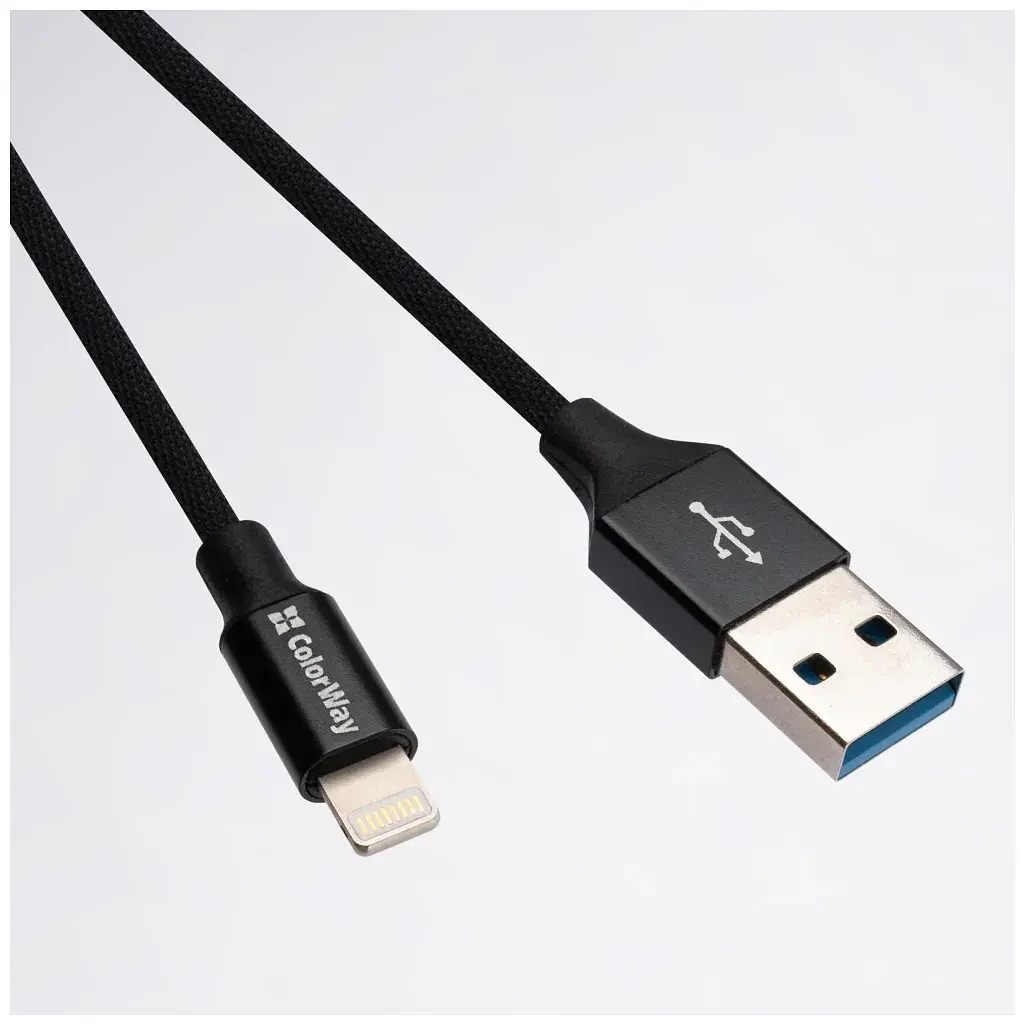 Дата кабель USB 2.0 AM to Lightning 1.0m black ColorWay (CW-CBUL004-BK) - фото 3
