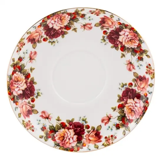 Чашка з блюдцем Elisey English Garden 200 мл (9217-007) червона з білим       - фото 2