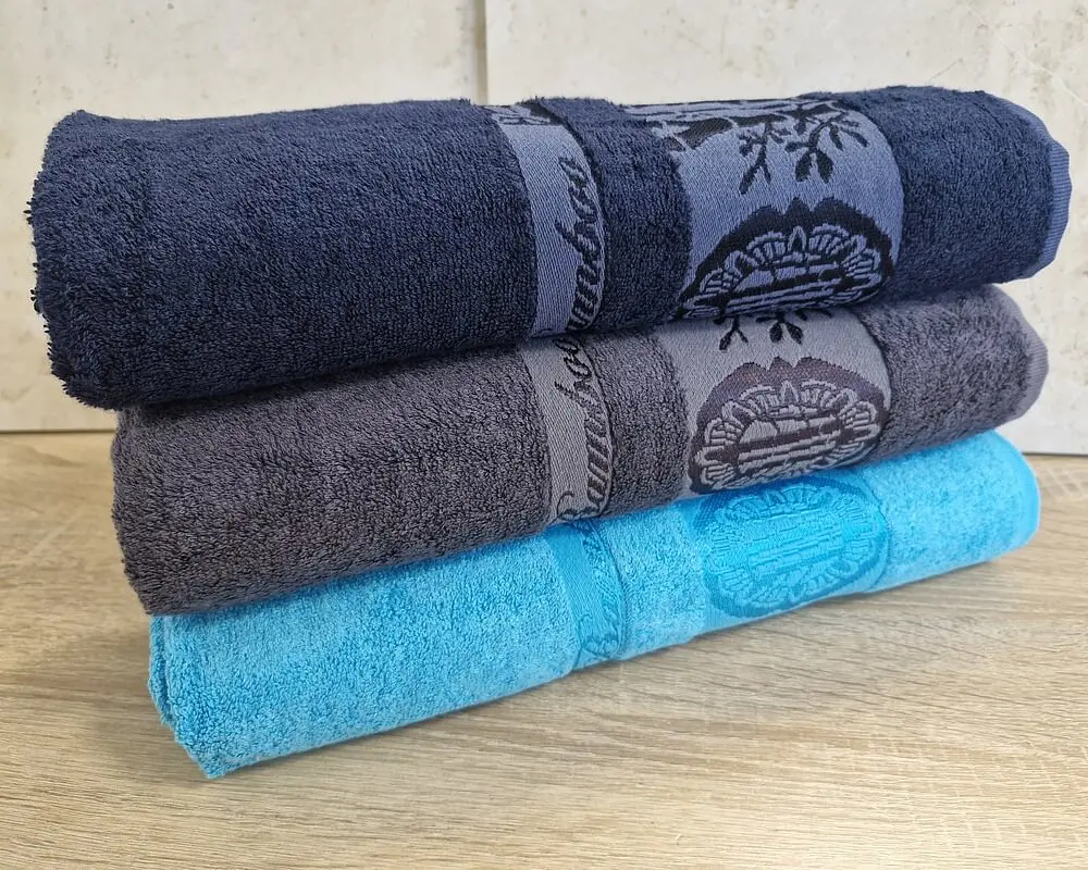 Набір турецьких бамбукових махрових рушників Zeron 3 штуки 70х140 Bamboo Dark Blue - фото 3