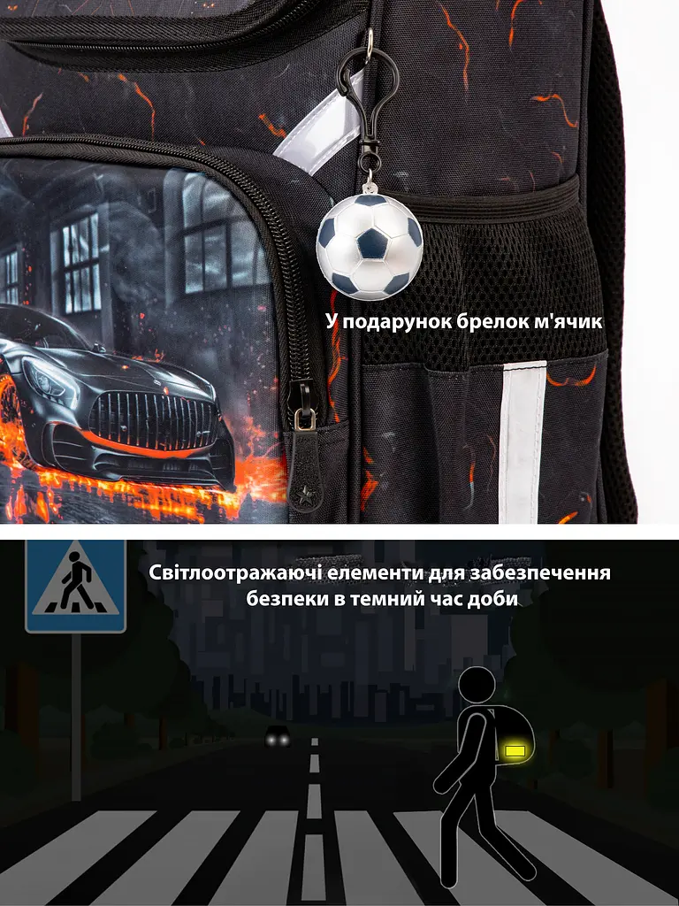 Ортопедический школьный рюкзак (ранец) School Standard 6 в 1 для мальчика 570 гр 14,5 литров Черный с оранжевым - фото 10
