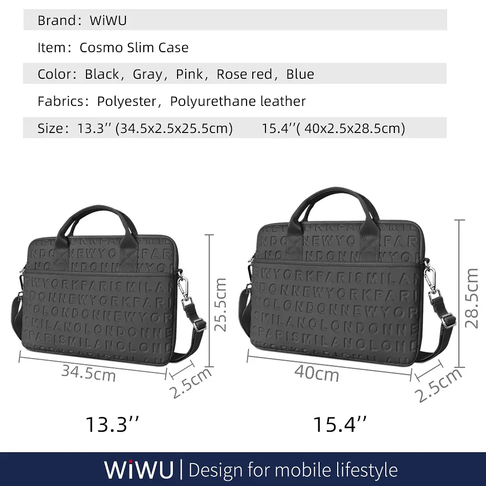 Сумка для ноутбука WiWU Waterproof Lycra Cosmo Laptop Slim 14.2″ Сіра (771450) - фото 7
