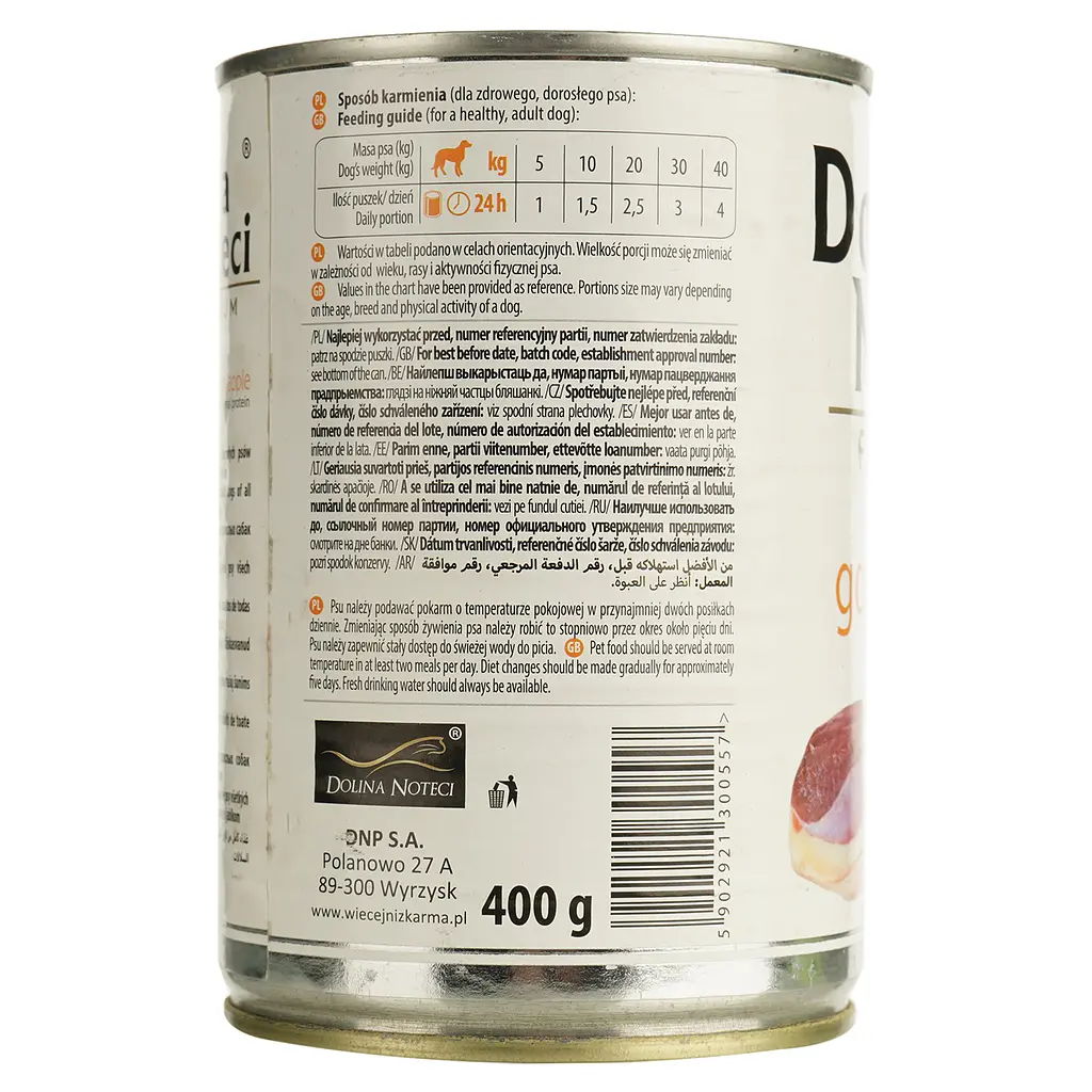 Влажный корм Dolina Noteci Premium Pure для собак склонных к аллергии, с гуской и яблоком, 400 гр - фото 6