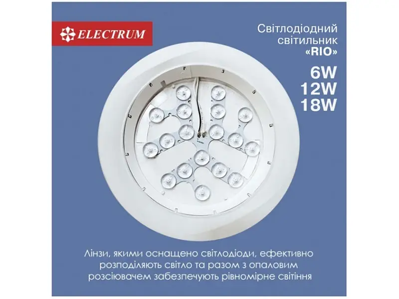 LED світильник Electrum 12W 4000К RIO (B-LD-1964) - фото 2