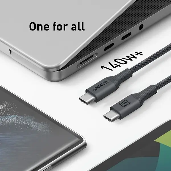 Кабель Anker 544 USB-C to USB-C - 1.8m 140W Bio-Nylon Black (7030800) - фото 3