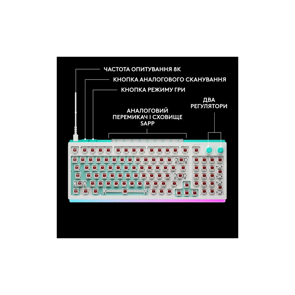 Клавіатура Logitech G512 X 98 Tactile Switch RGB USB UA White (920-014003) - фото 5
