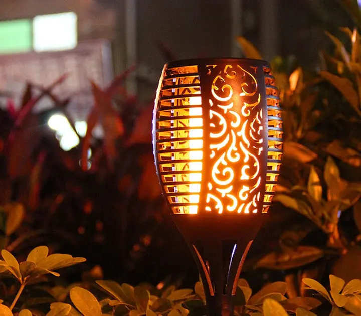Садовый светильник Solar flame led light sensor activated 51,5см 600 мАч Водонепроницаемый фонарь факел Черный - фото 7