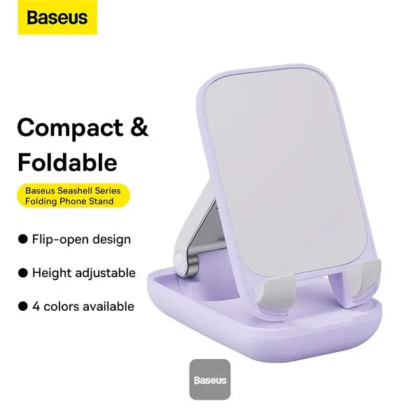 Подставка для гаджетов Baseus Seashell Series Folding Phone Stand (with Xiaomirror) B10551501511-00 Purple - фото 4