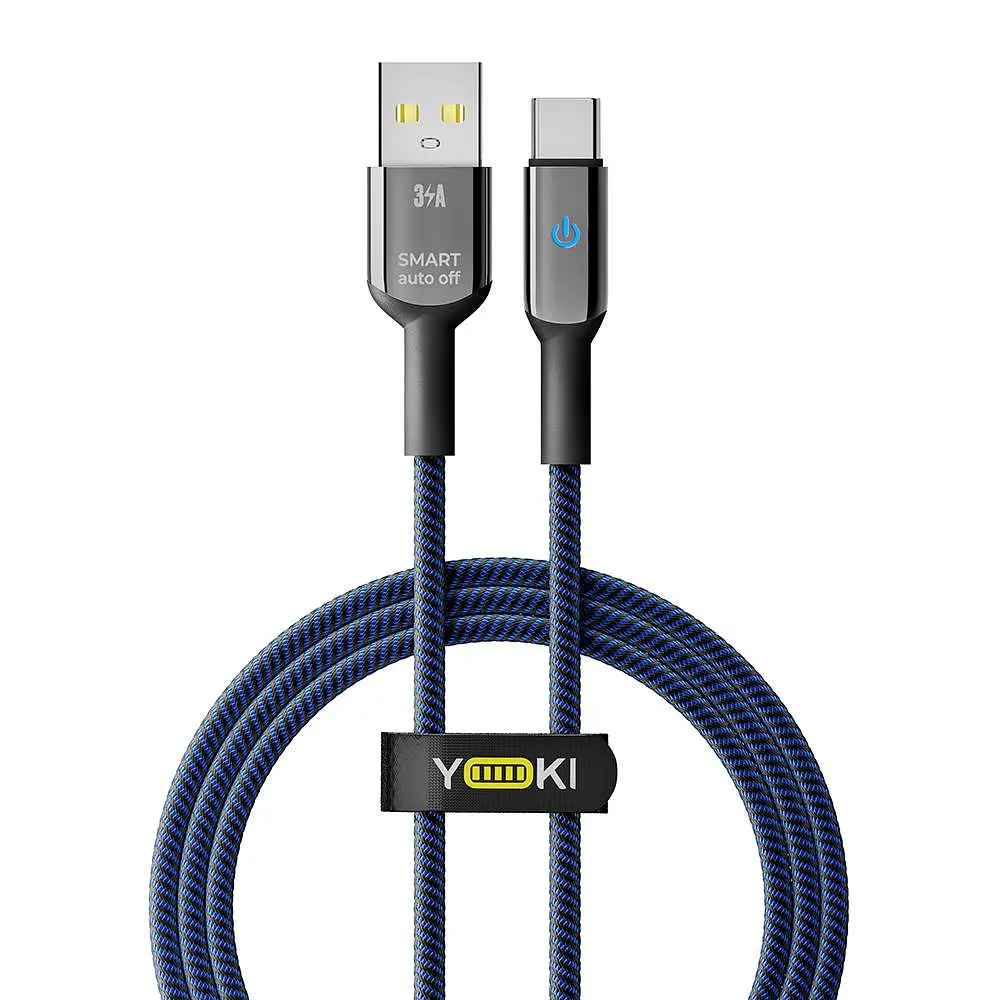 Кабель для заряджання та обміну даними USB Yoki YK-SM31 SMART Series USB/Type C 60W 3A/20V 1.2 м Чорно-Синій
