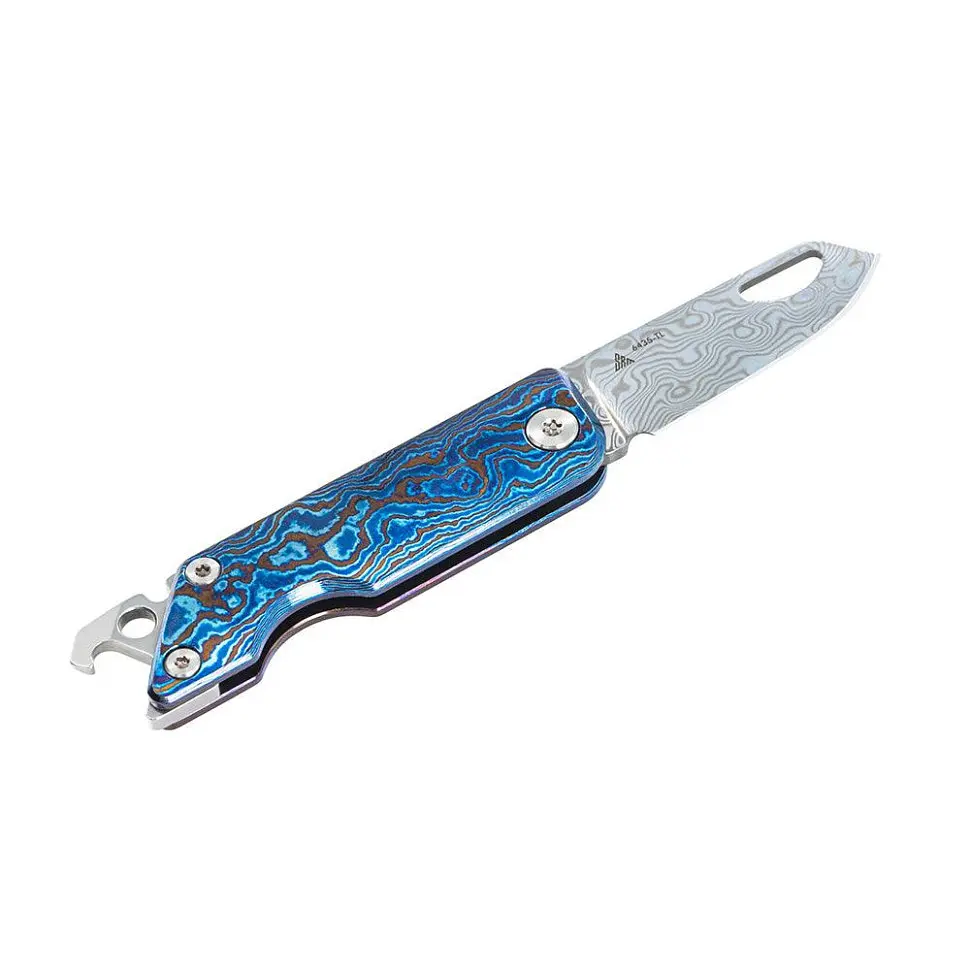 Ніж складаний кишеньковий SRM 6435-TL, (4.1 см) Damascus / Titanium блакитний - фото 4