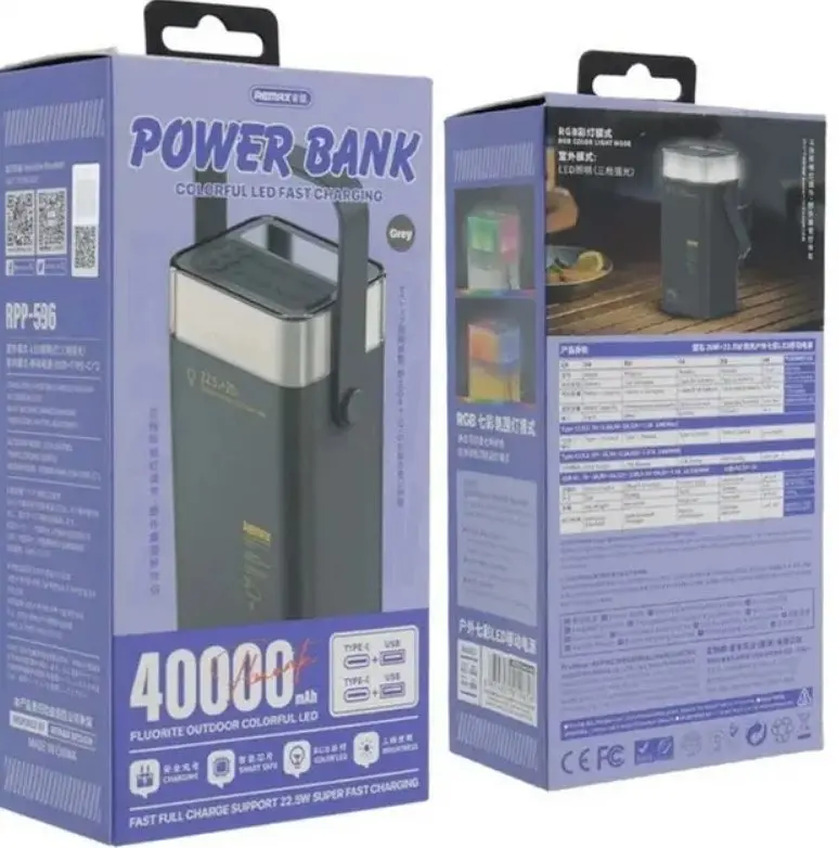 Повербанк Remax RPP-596 Power Bank 40000mAh PD20W+QC22.5W Чорний (2104619443) - фото 6