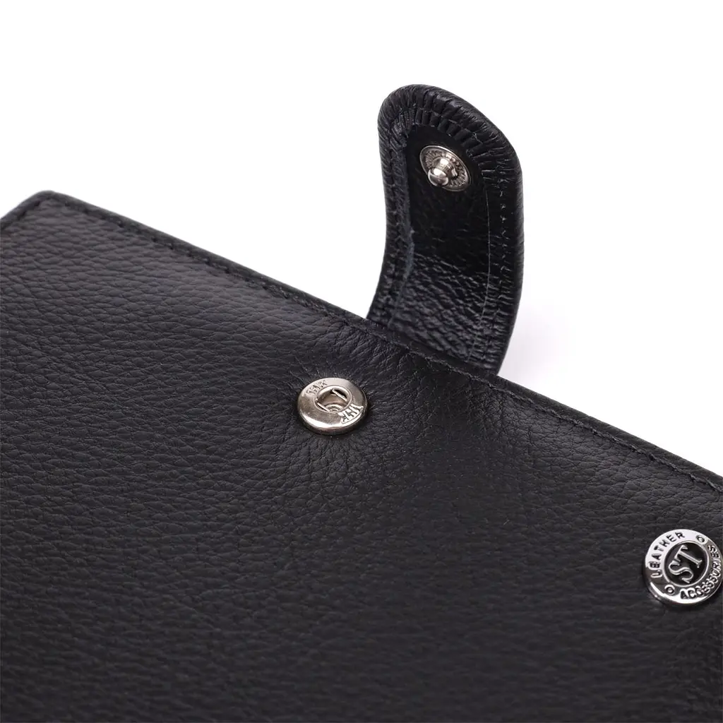 Містка обкладинка на документи унісекс з натуральної шкіри ST Leather 23116 чорна - фото 5