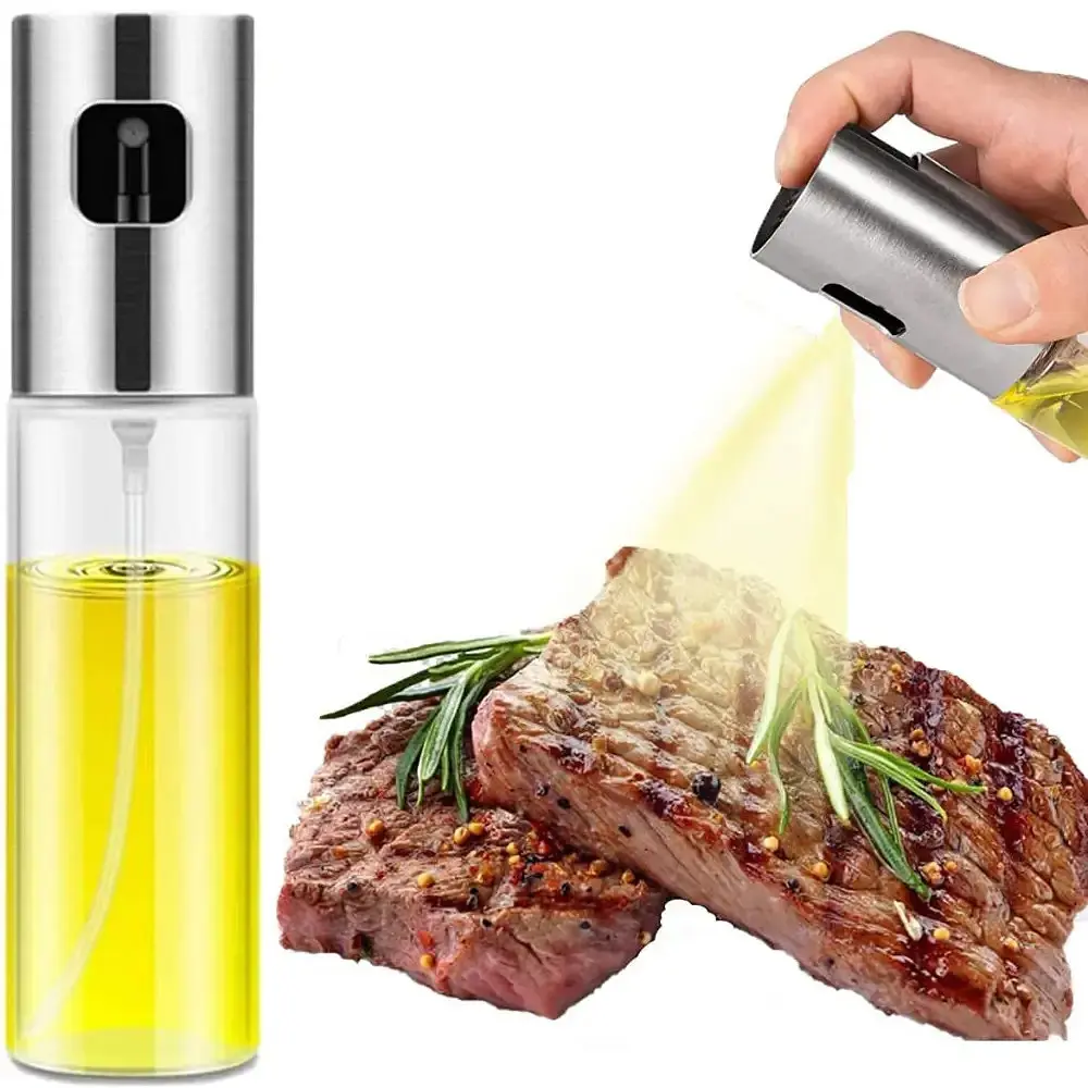 Розпилювач диспенсер пляшка спрей для олії, оцту, соусів, 100 мл скло, Kitchen Master Сірий 85583