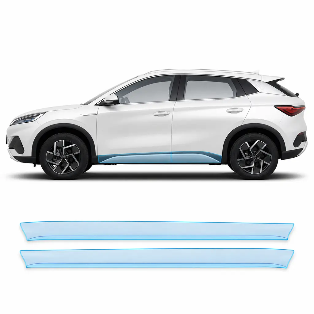 Антигравійна захисна бронеплівка за лекалами для BYD Atto 3 (Yuan Plus) I 2022-2024 - нижня зона кузова пороги