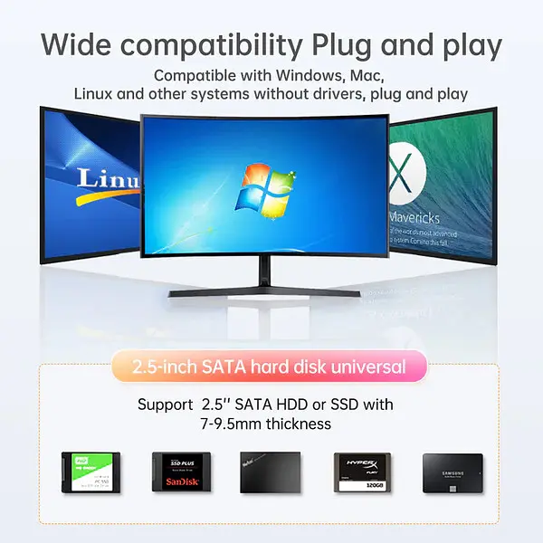 Корпус для жорстких дисків ACASIS EC-7252 USB 3.0 з підтримкою RAID до 12 ТБ для SATA HDD/SSD 2,5 дюйма (Синій) - фото 7