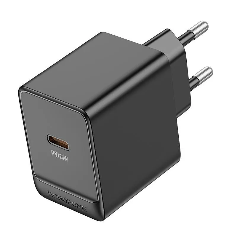 Адаптер мережевий Borofone Erudite single port charger BAS13A 1Type-C, 20W/3A, PD/QC