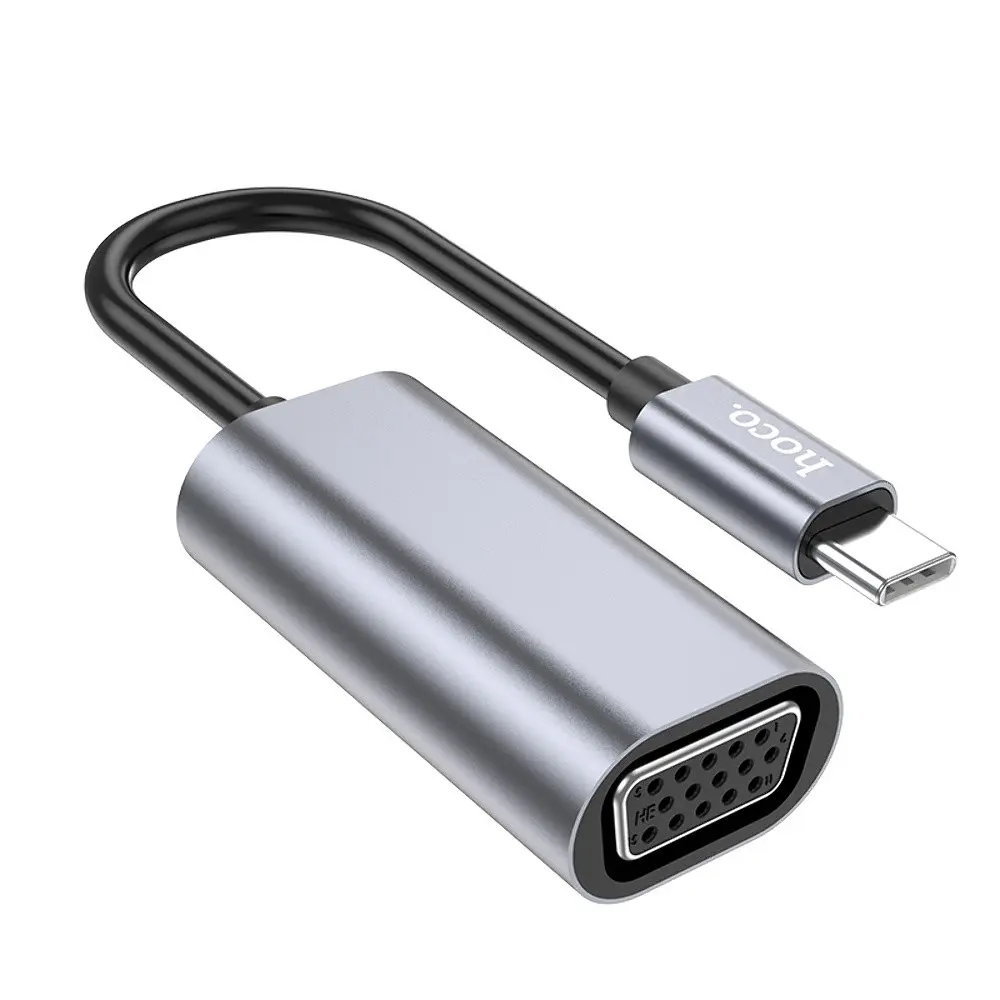 Адаптер переходник Hoco UA21 Type-C to VGA F 0.13 м черно-серебристый - фото 3