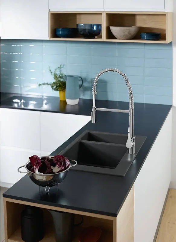 Кухонная мойка Hansgrohe S510-F635 770x510 на две чаши 80/450 Graphiteblack 43315170, Черный - фото 4