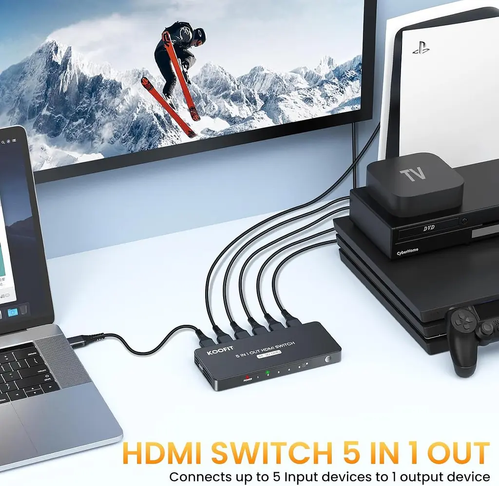 HDMI-перемикач 5 In 1 Out, HDMI Splitter 4K підтримує 4K 3D UHD - фото 3