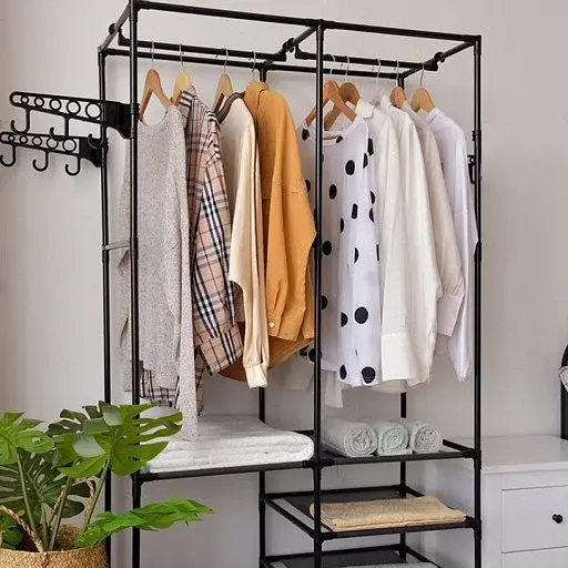 Вішак для одягу 86 / 43 / 173 Simple Coat Rack Double Row / Вішалка з полицями - фото 2