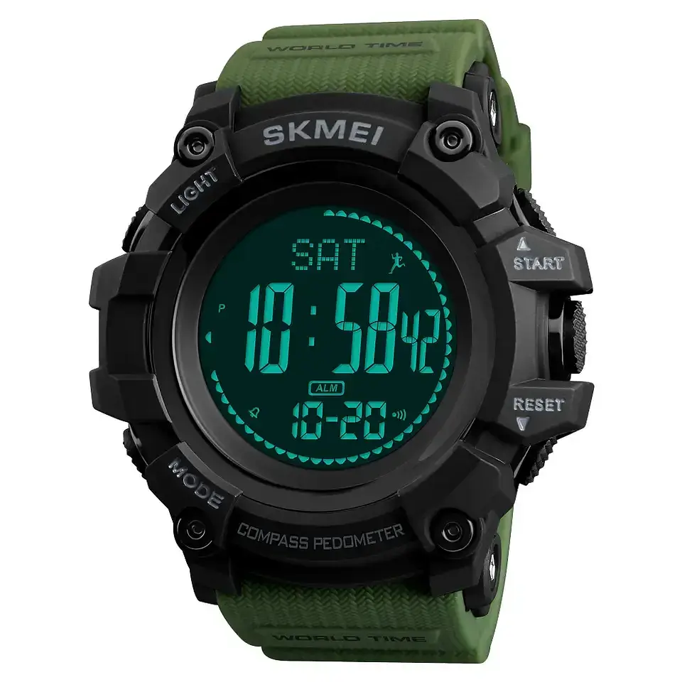 Cпортивний годинник Skmei 1356 Compass з компасом удароміцні (Зелені) - фото 2