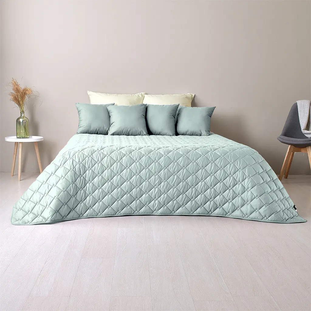 Двостороннє покривало Ideia Стиль Cube м'ята та світло-сірий 240 х 210 см (8-32405) - фото 7