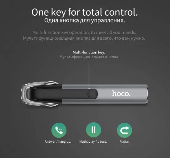 Беспроводная Bluetooth гарнитура Hoco E21 Grey - фото 8
