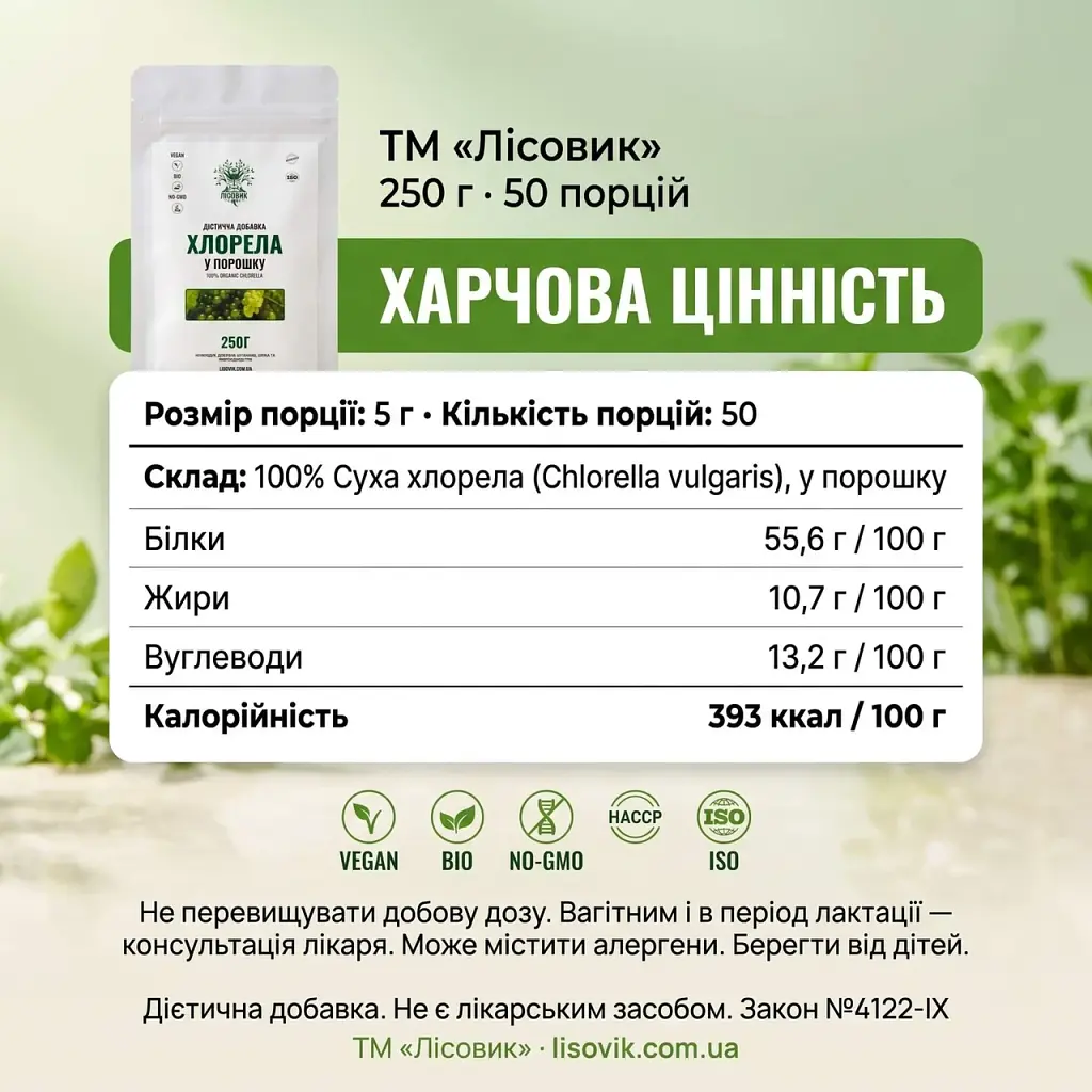 Хлорела у порошку 250 г - фото 9