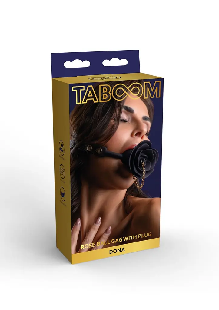 Кляп Taboom Rose Ball Gag with Plug, 4.2 см (чорний) - фото 3