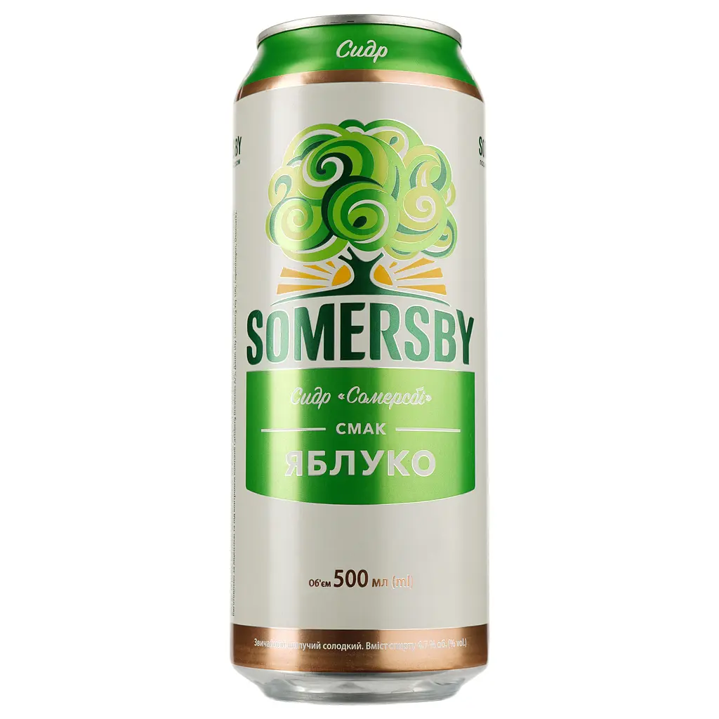 Упаковка сидру Somersby Яблуко 4.7% 12 л з/б (0.5 л х 24 шт.) - фото 2