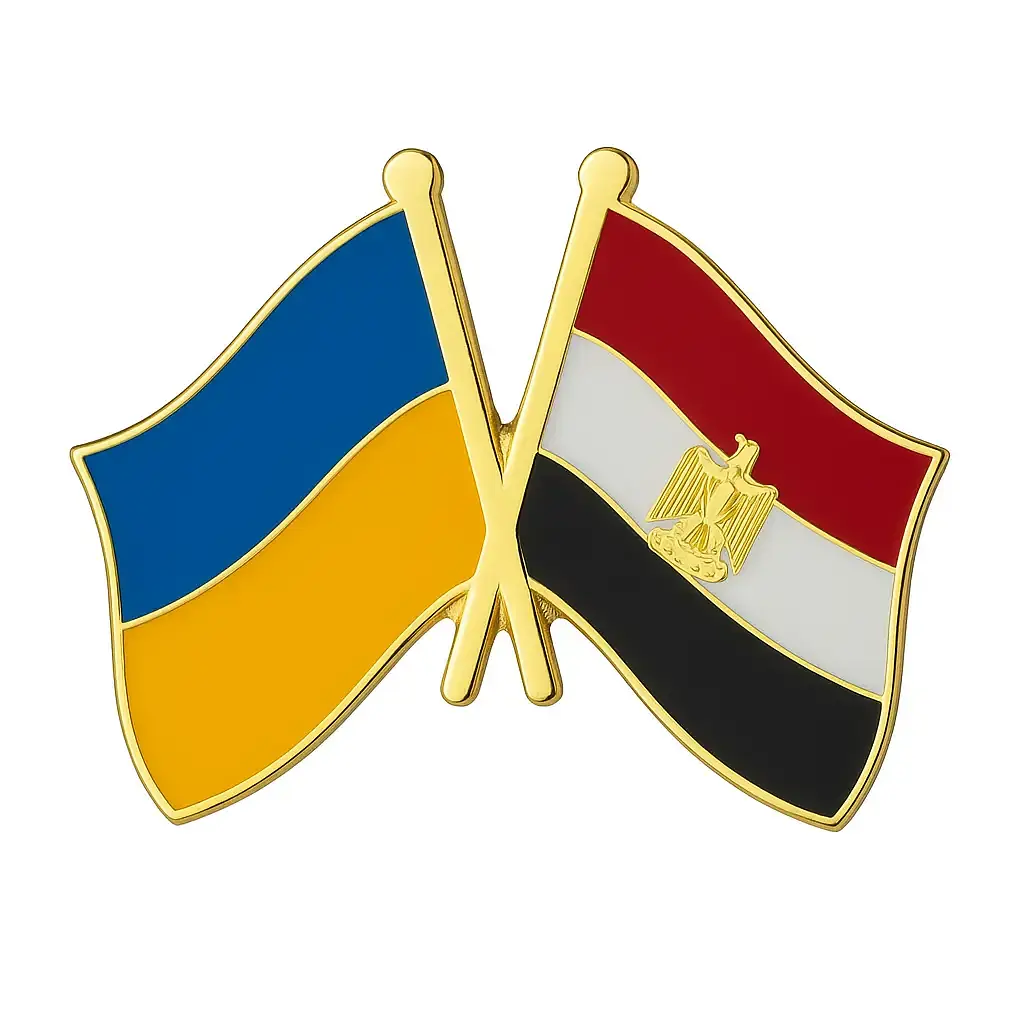 Подвійний значок-пін «Україна – Єгипет» 25 × 19 мм (00360)