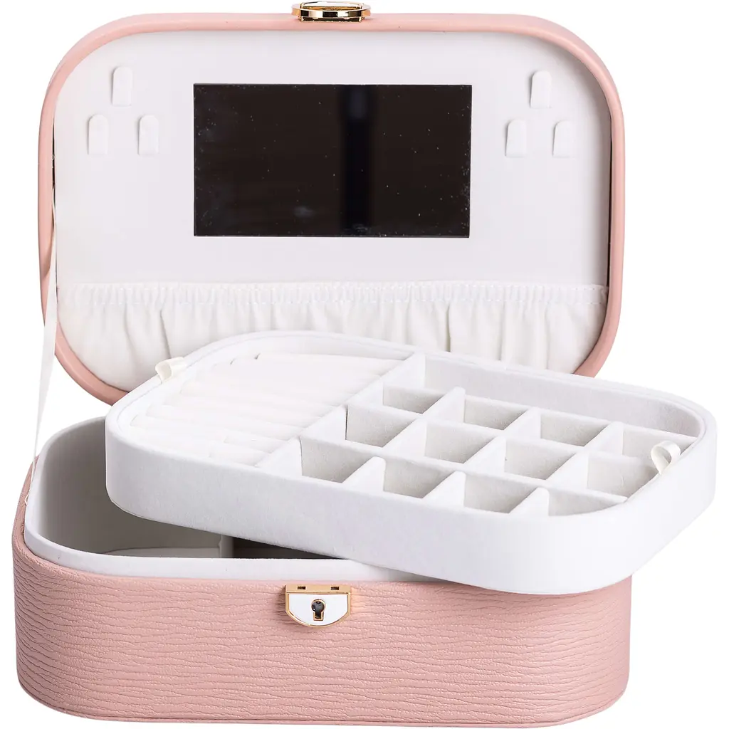 Скринька-органайзер для прикрас Yiwu із замком 26х18х9.5 см рожева HP-5-1P - фото 3