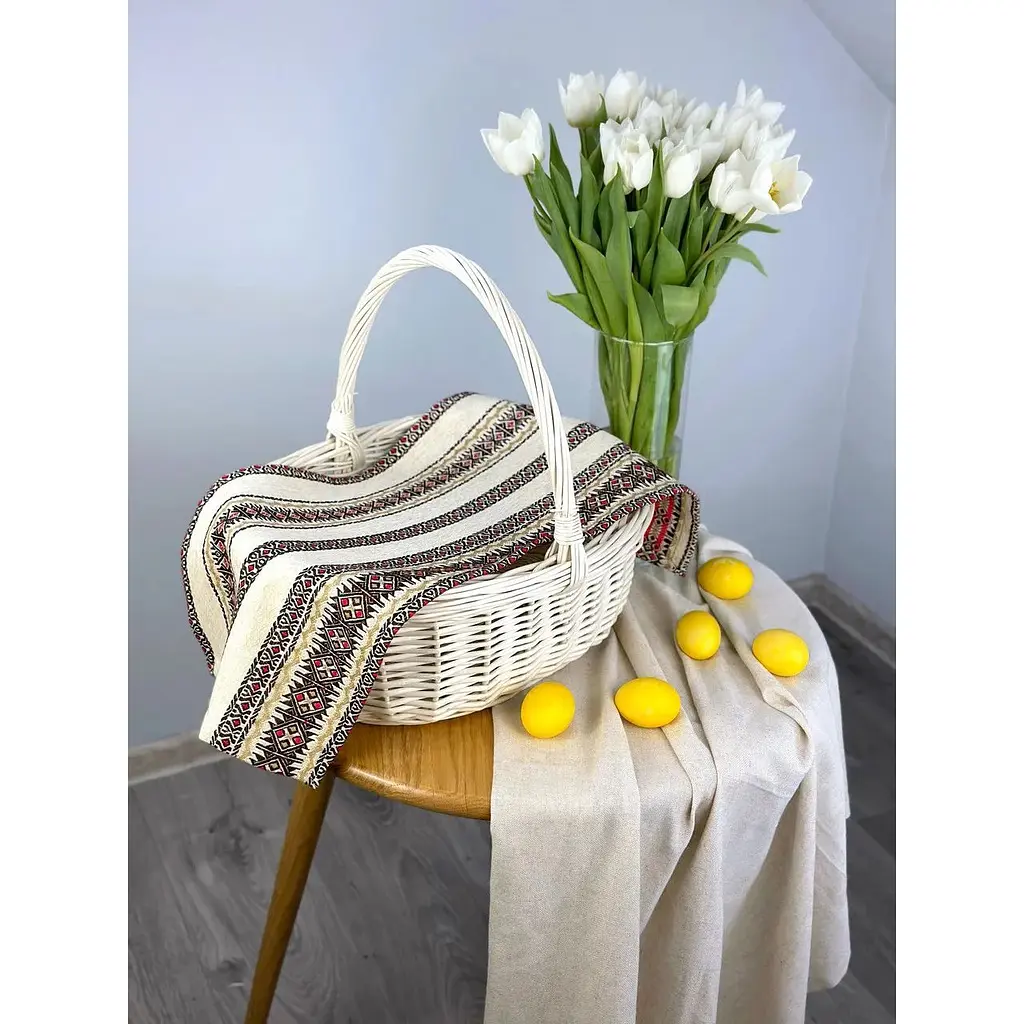 Пасхальное полотенце льняное для корзины Святогор 70х30 см Красный - фото 2