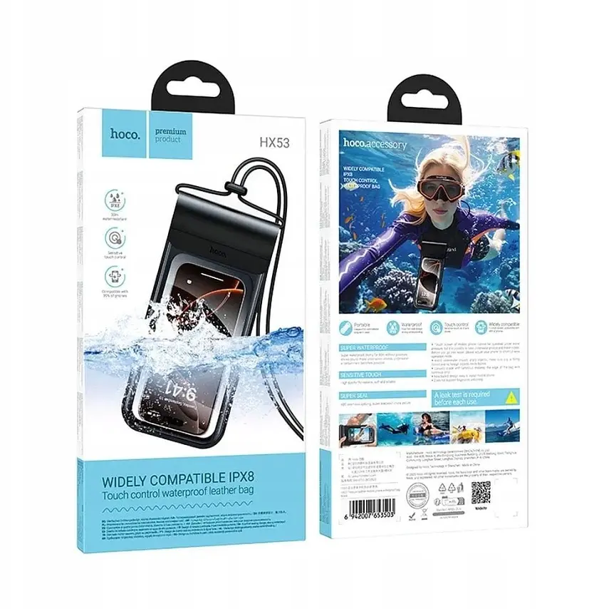 Чохол водонепроникний Hoco HX53 Treasure leather mobile phone waterproof bag Black - фото 2