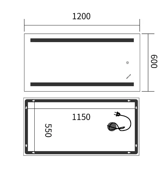 Дзеркало Mixxus Premium LINES MR17-120x60-REVERSE (LED Touch, Anti-fog) (MP6626) - фото 5