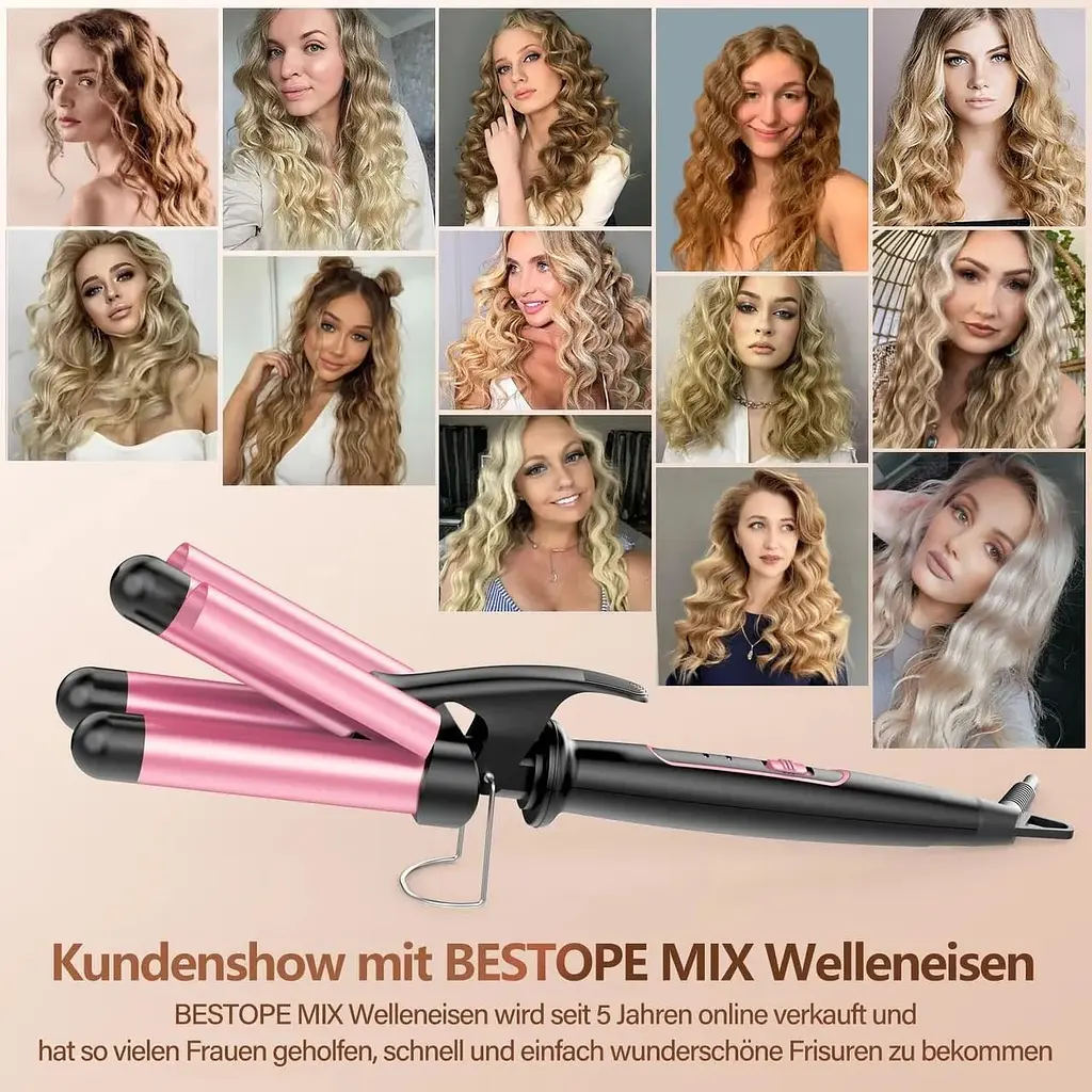 Щипці для завивки волосся BESTOPE MIX Wave Iron з трьома щипцями, 22 мм, 150°C/210°C, для завивки волосся "русалка" - фото 3