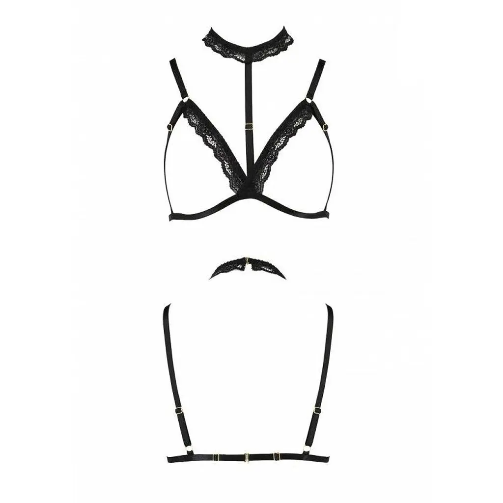 Бюстгальтер-стрепи з чокером SHELLY BRA black - Passion Exclusive L/XL - фото 5