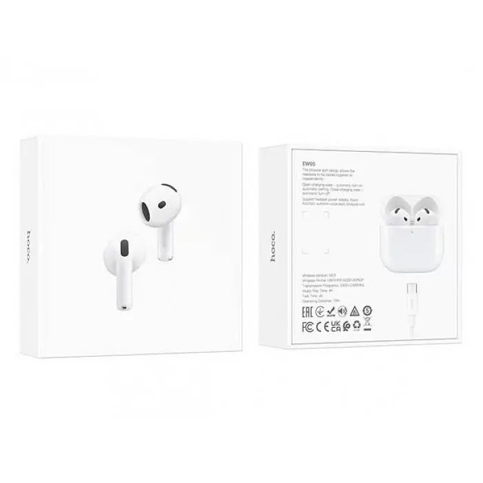 Наушники беспроводные Bluetooth Hoco EW95 вкладыши True wireless stereo headset Белые - фото 4