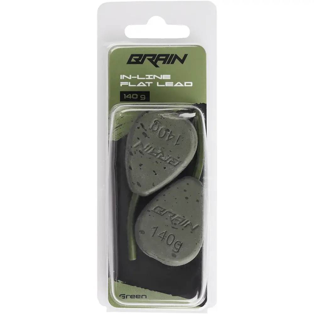 Грузило Brain In-Line Flat Lead 140g 2шт/уп Green - фото 2