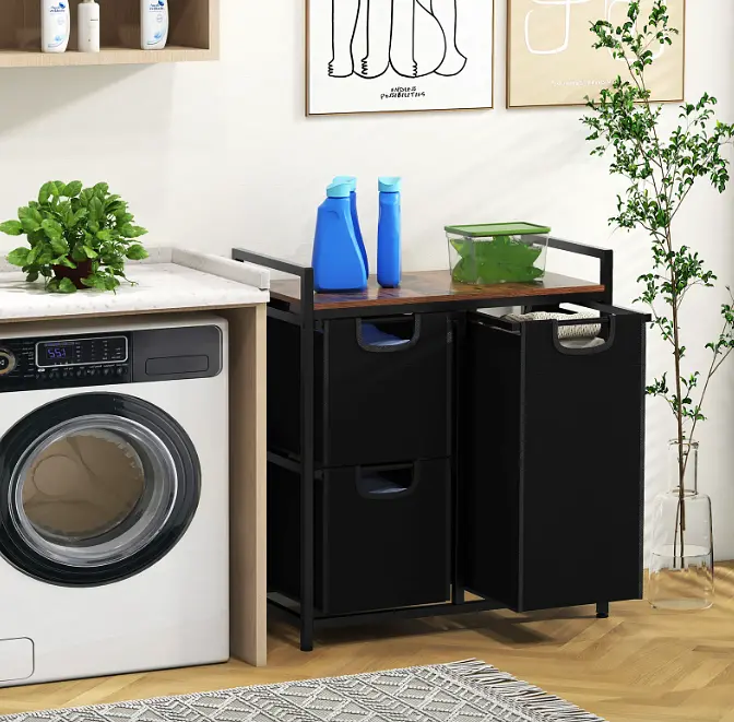 Кошик для білизни Costway Nordi 58 л в стилі Loft чорний - фото 5