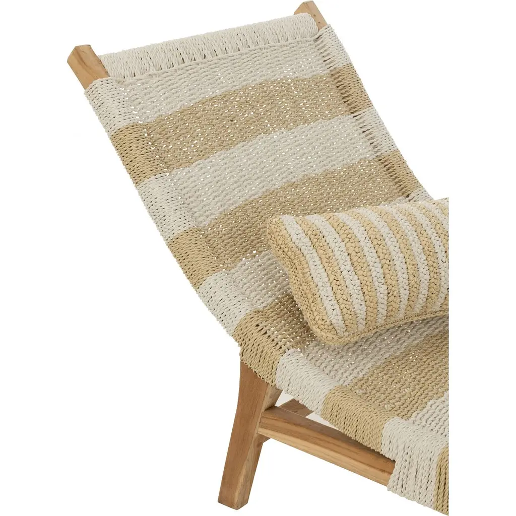 Шезлонг J-line з подушкою бежевий з білим (41519) - фото 4