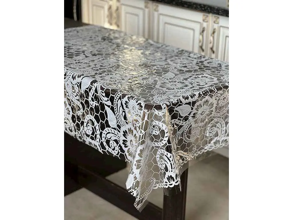 Клейонка SELENA LACE 1,35м х 22м ПВХ, ажурна "Сота біла"